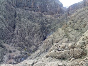 Aznader Waterfall in between rocks